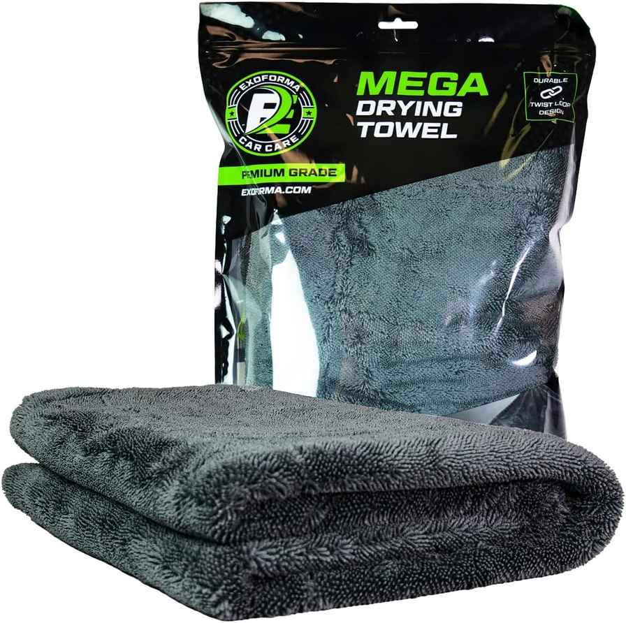 ExoForma Mega Car Drying Towel - Large Premium 1200 GSM Microfiber - Double Twist Pile & Edgeless Design - Prevents Streaks, Scratches, or Water Spots - 24 x 36 Inches